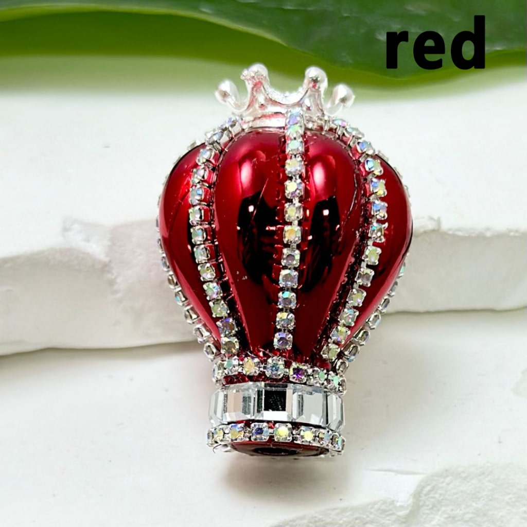 Metallic Color Hot Air Balloon Acrylic Beads with Silver Alloy Crown AB Rhinestones Chains, Around 36*25MM