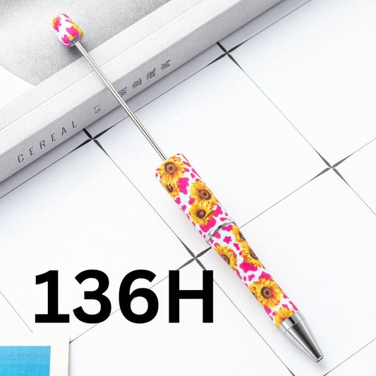 Lovely Pink Design with Sunflower Printed Beadable Pens Number 136H