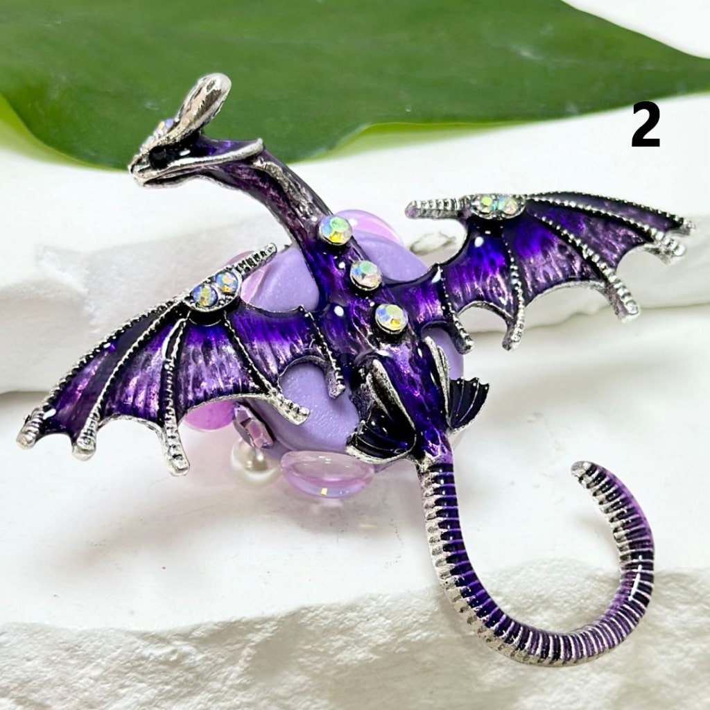 Exquisite Fancy Colorful Alloy Pterosaur Dragon with Mini AB Rhinestones White Pearls Hearts Butterflies Mini Flowers Clay Beads, Around 60*66MM