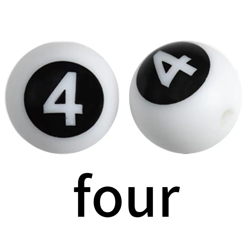 Numbers Printed Silicone Focal Beads 15mm