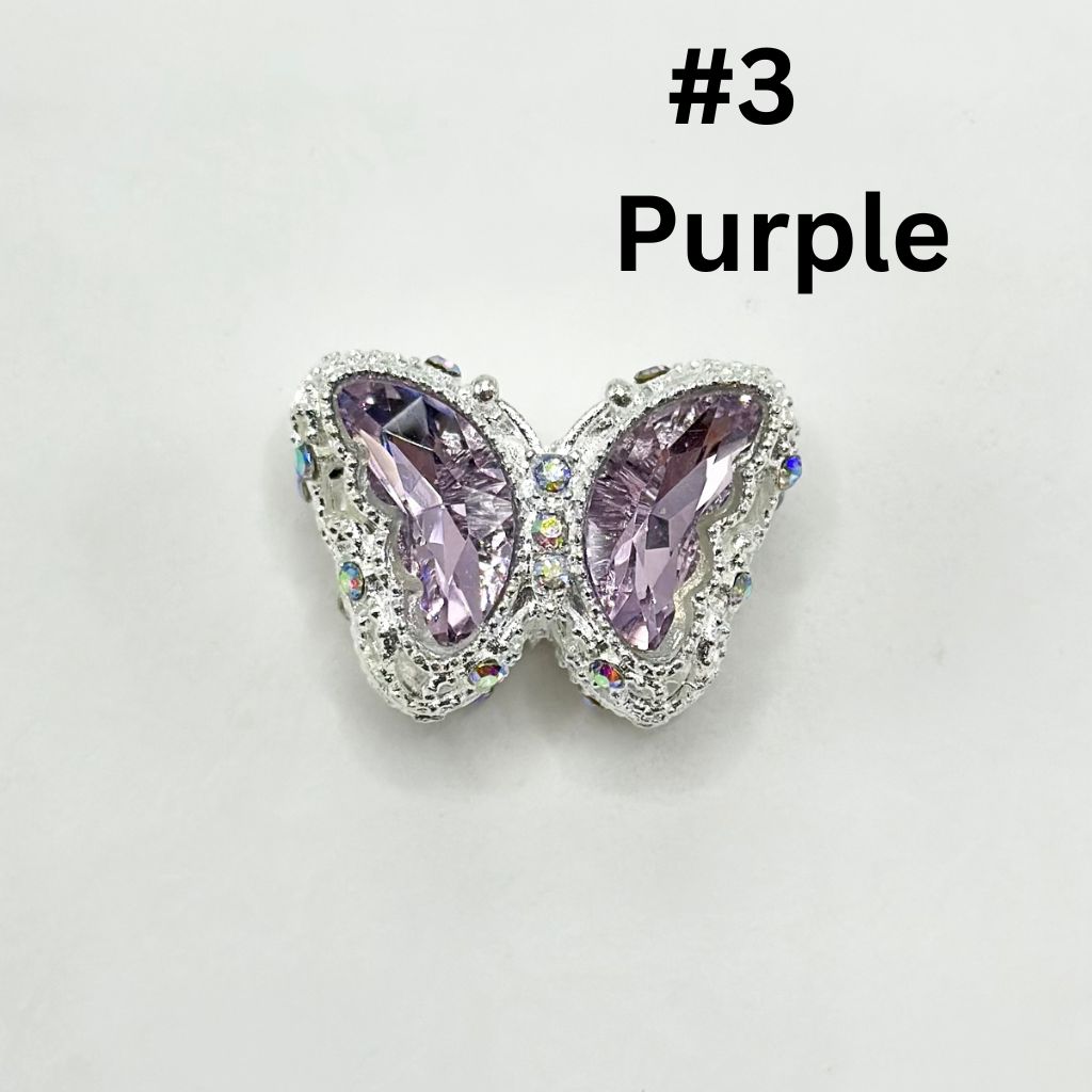 Fancy Alloy Metal Beads with Hollow Sparkling Rhinestone Butterfly, 20mm by 28mm