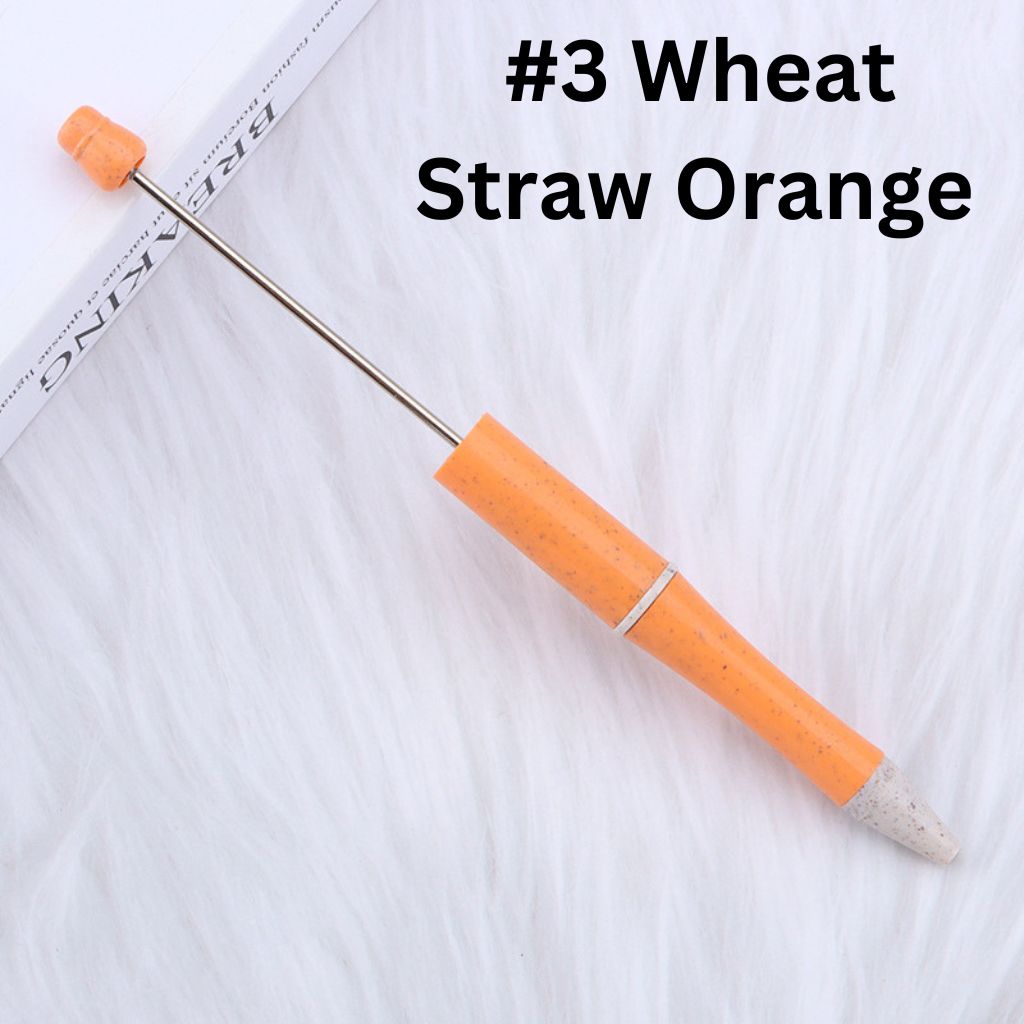 Environmental Wheat Straw Theme DIY Plastic Beadable Pen in Solid Colors, 147MM