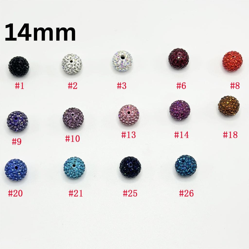 Clay Beads with Rhinestones, 14mm, Please Read Description