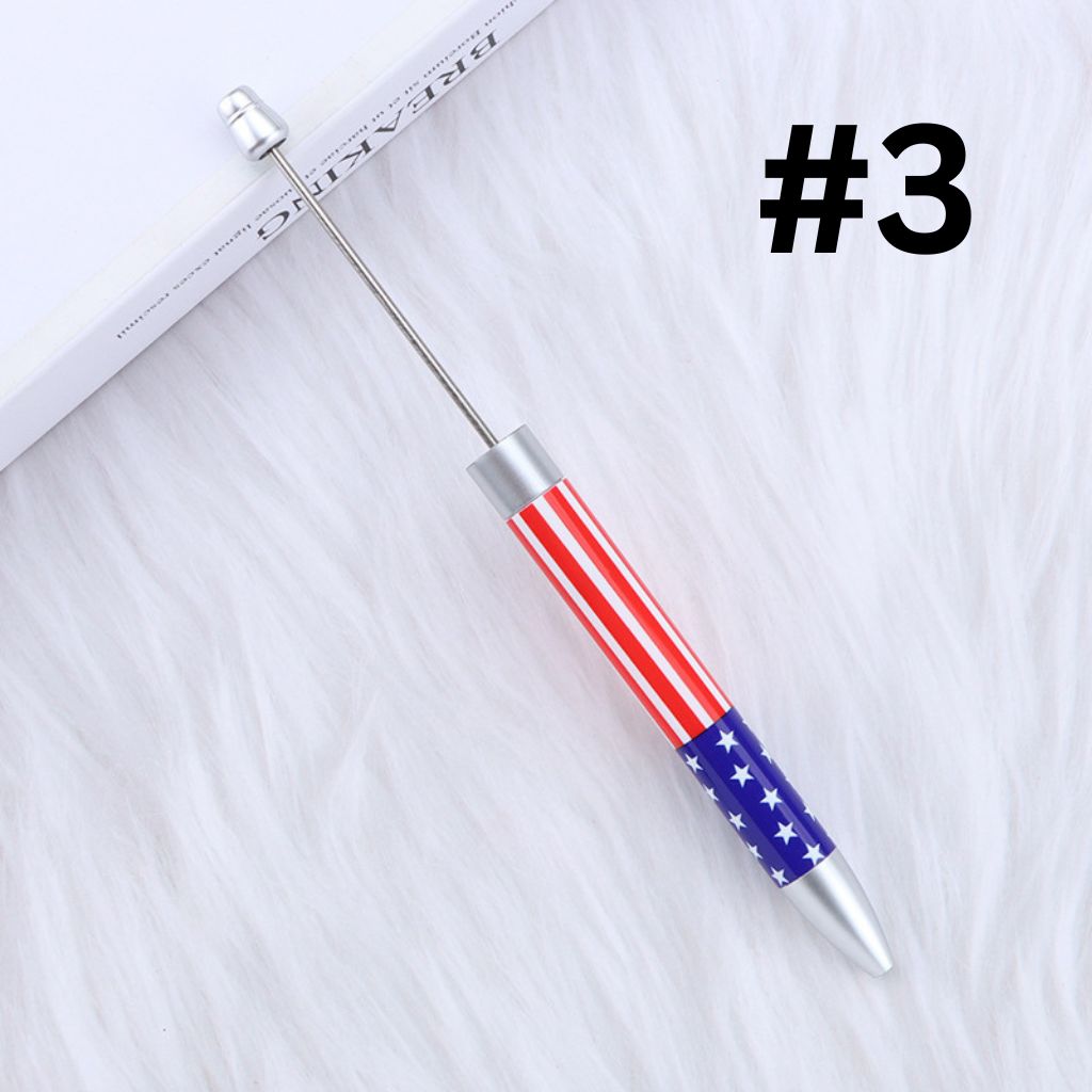 DIY Beadable Plastic USA America National Flags Printed Pens, 167MM