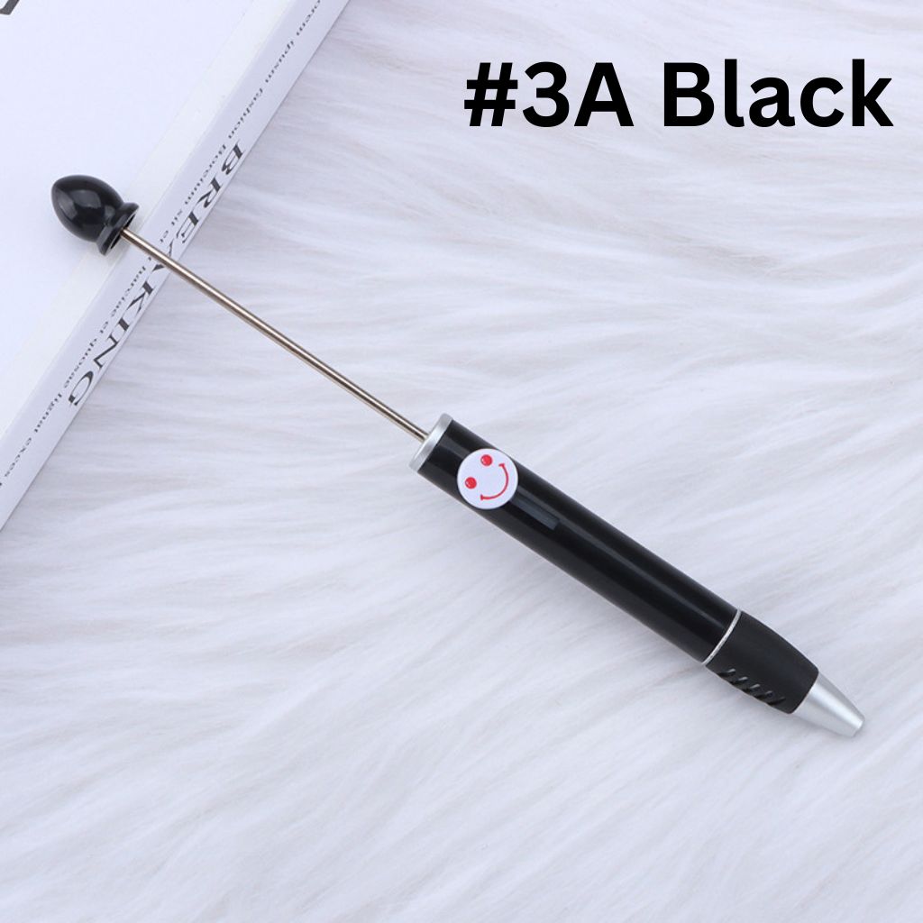 Fashionable DIY Plastic  Beadable Pen with Smile Emoji in Solid Colors