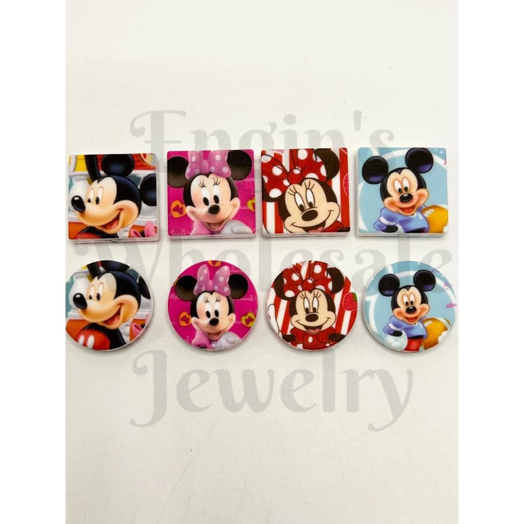 Cartoon Mouse Girl & Boy Silicone Focal Beads, Random Mix