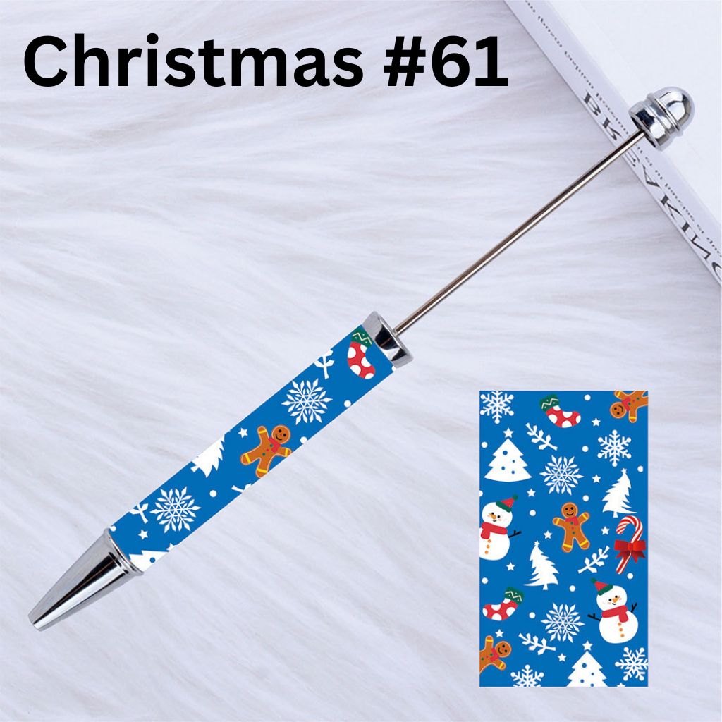 DIY Beadable Plastic Christmas Printed Pens, 149MM