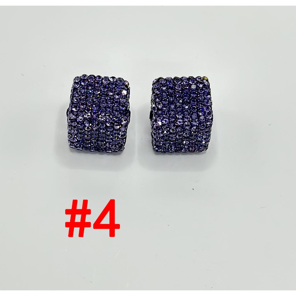 Cube Clay Beads with Rhinestones Square Fit On Pen Different Colors 14mm