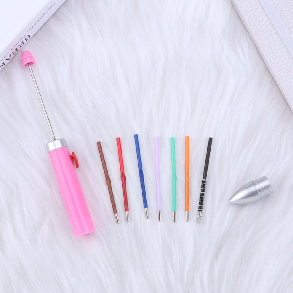 New Style DIY Beadable Pen with 7-Color Refills in Solid Color, 155MM