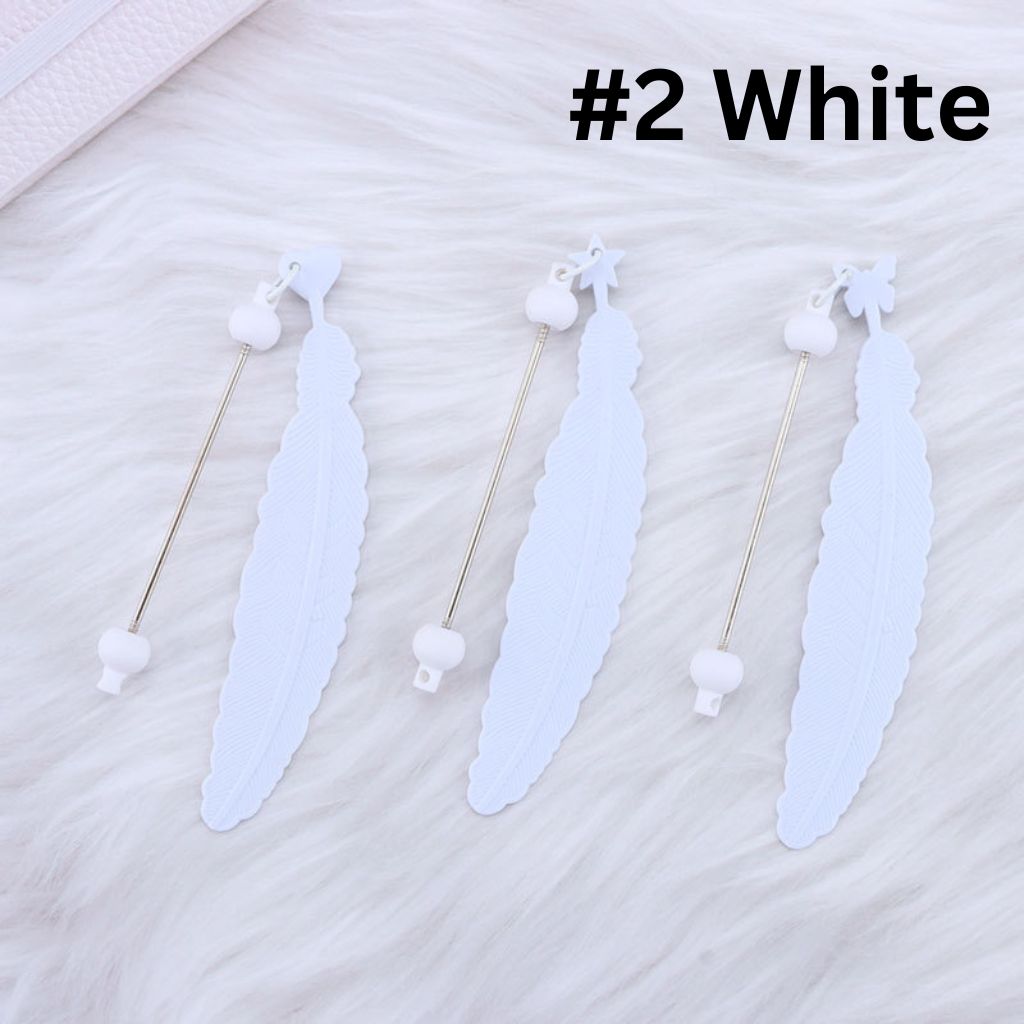 DIY Beadable Plastic Feather Shaped Bookmarks in Solid Colors, 147MM,  Important: Please Read the Description