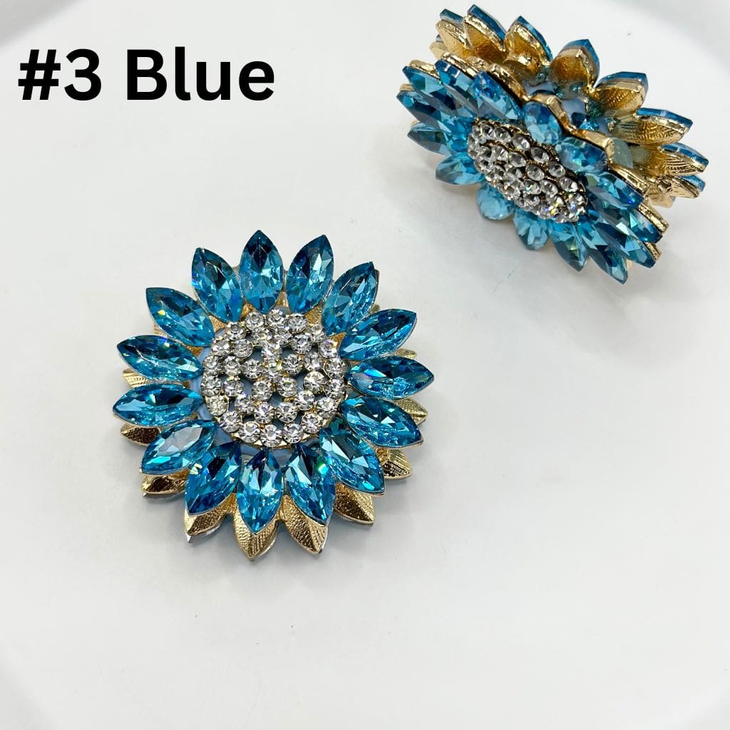 Fancy Sunflower Clay Beads with Sparkling Rhinestones over Alloy, 43mm Large