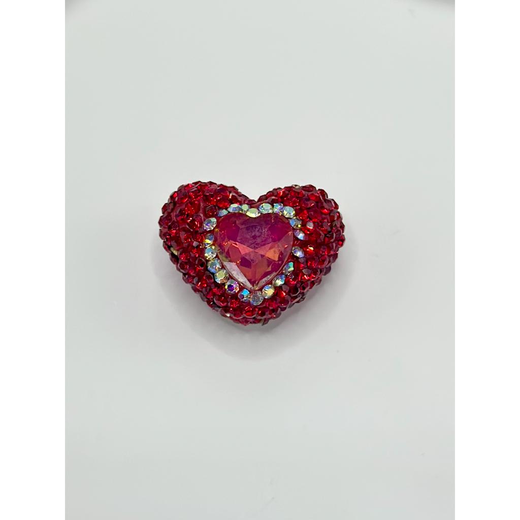 Bling Bling Sparkling Heart Clay Beads with Colorful Rhinestones, 20mm by 26mm