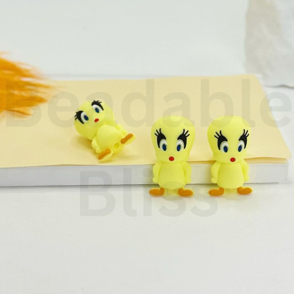 3D Cute Vivid Tweety Bird Cartoon Silicone Focal Beads