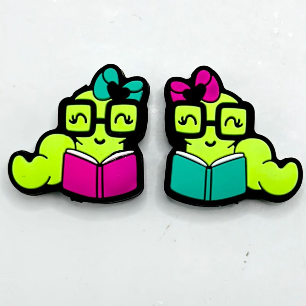 Mini Cute Bookworms with Glasses School Teacher Student Silicone Focal Beads