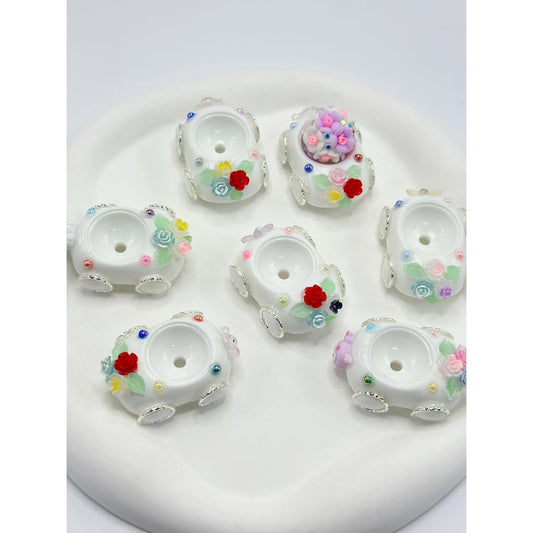 Cute White Car Bead Cap, Large Bead Cage Acrylic Beads Spacers PLEASE READ THE DESCRIPTION