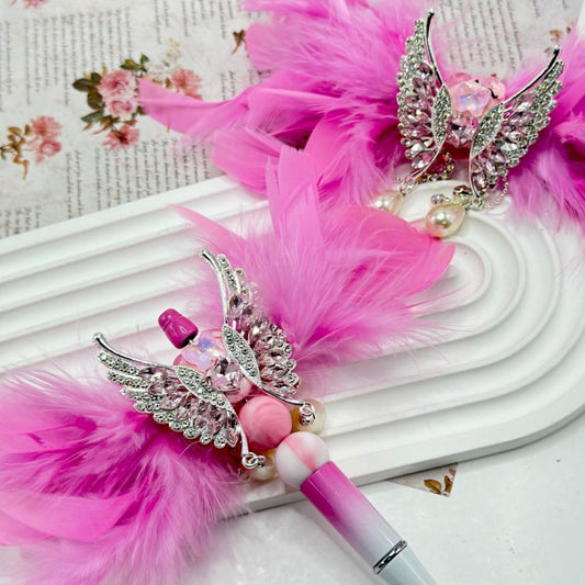 Exquisite Silver Alloy Butterfly with Shiny Rhinestone Chain White Pearls Pendants Heart Butterfly Diamonds Pink Feather Bowknot Accessory Clay Beads