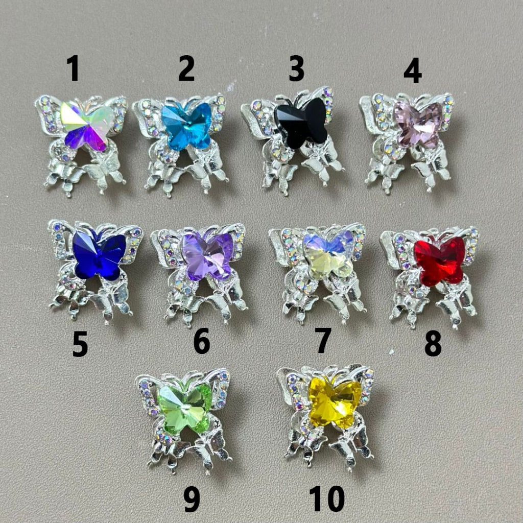 Exquisite Silver Alloy Butterfly with AB Mini Rhinestones Bright Color Butterfly Diamond, Around 15*18MM, Please Read the Description