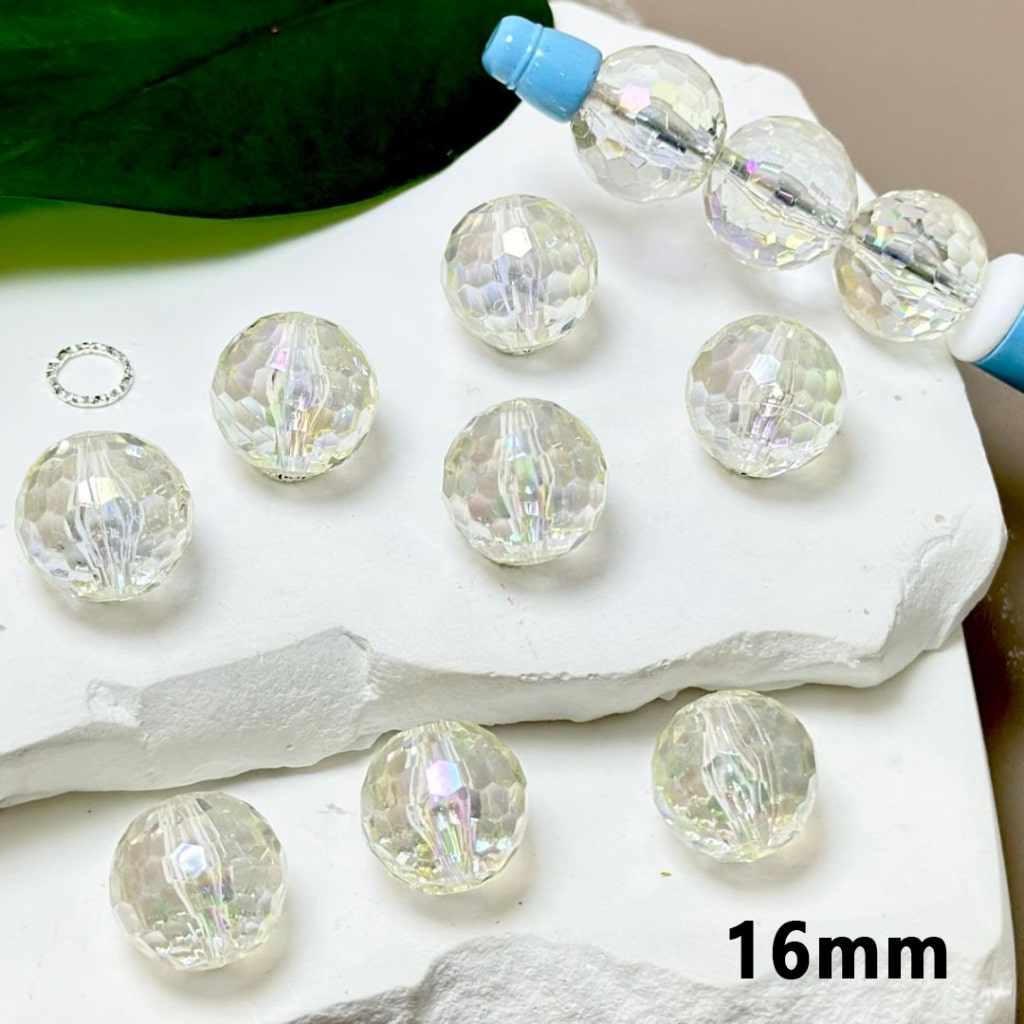 UV Finish Clear Disco Acrylic Beads, 16MM