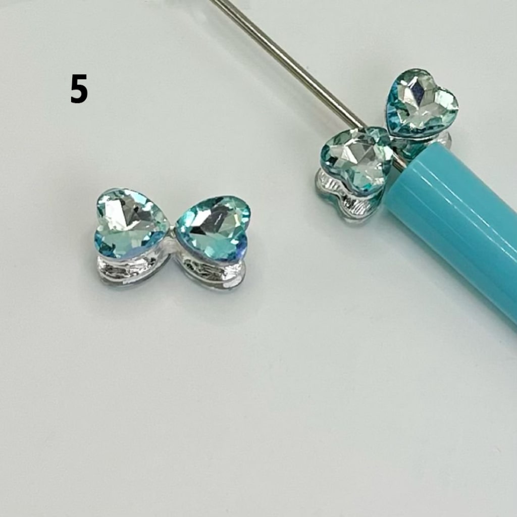 Bling Bling Fancy Silver Alloy Bowtie Bowknot with Colorful Heart Rhinestones Beads, Around 20*10MM