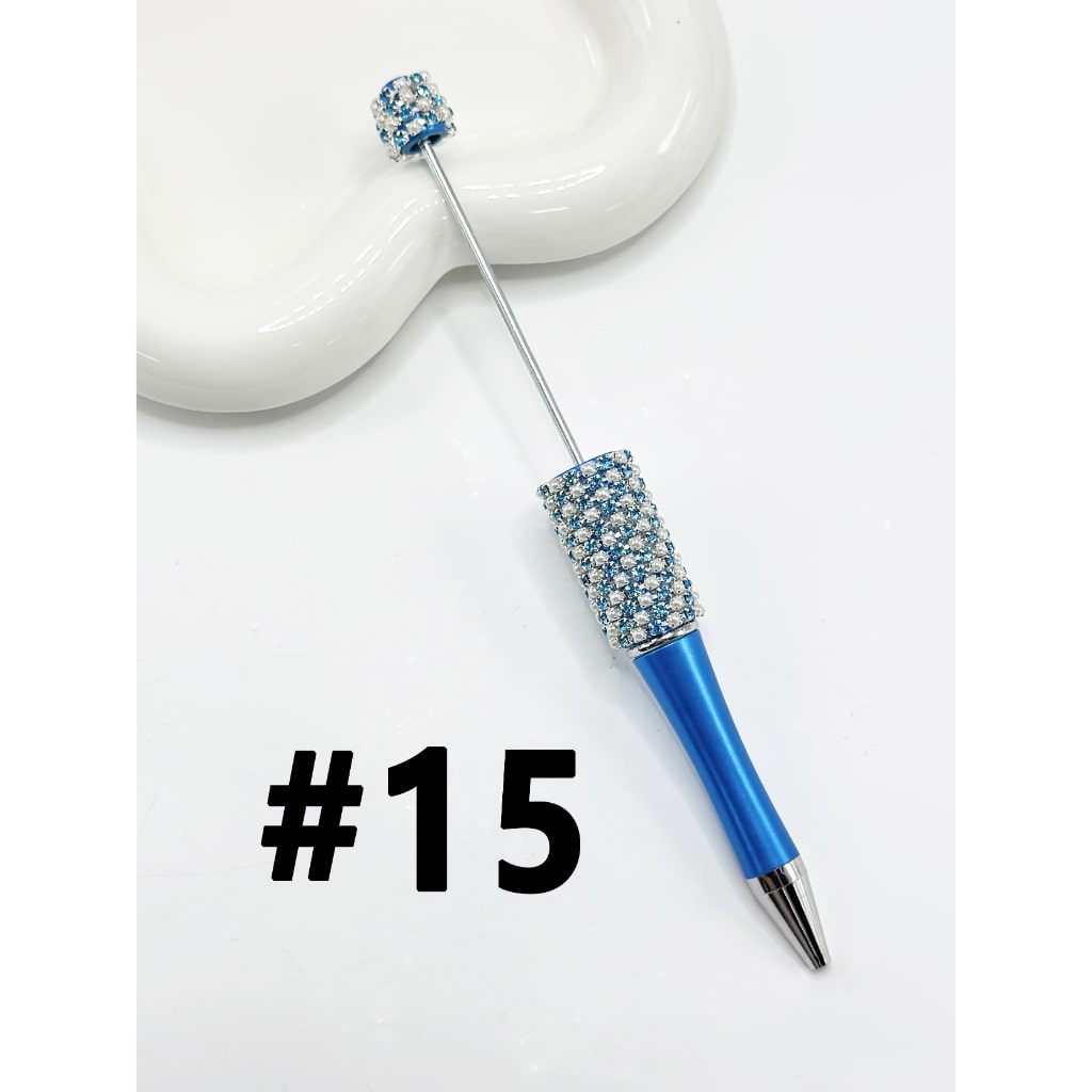 DIY Beadable Pen with Rhinestone & White Pearl Chain in Solid Colors