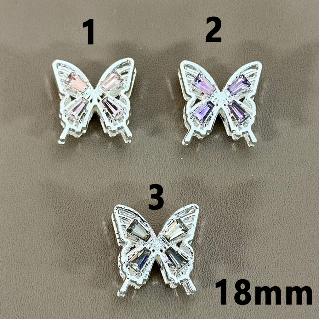 Bling Bling Fancy Silver Alloy Butterfly with Colorful Rhinestones, Around 19*19MM, Please Read the Description