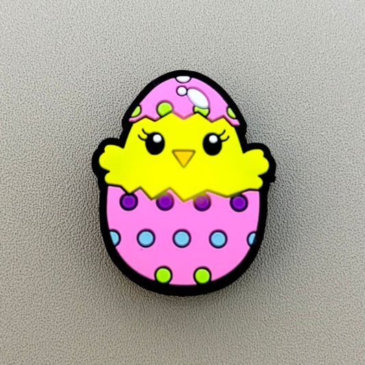 A Cute Chicken in a Colorful Broken Egg Easter Silicone Focal Beads