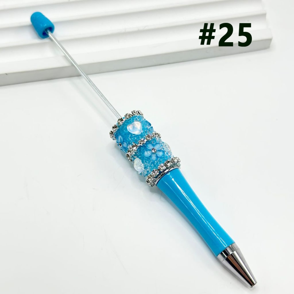 DIY Beadable Pen with Clear Rhinestone Chain Mini Cute Flowers Clear Hearts in Solid Color