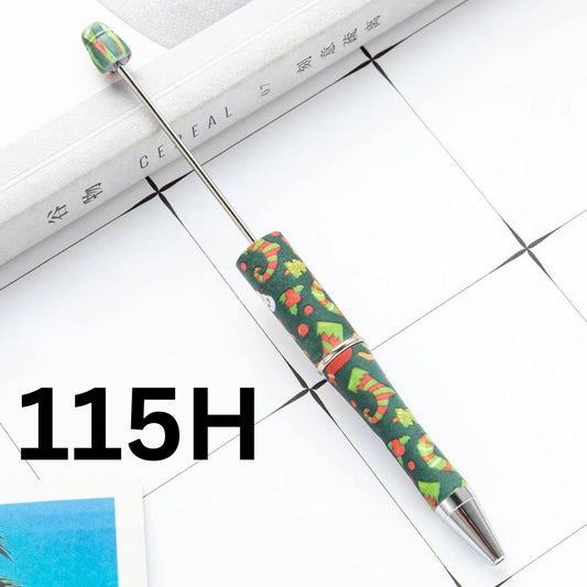 Green Elf Christmas Colorful Flowers Printed Beadable Pens Number 115H