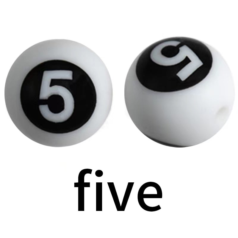 Numbers Printed Silicone Focal Beads 15mm