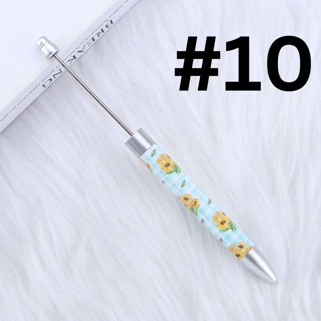 DIY Beadable Plastic Cute Sun Flowers Printed Pens, 167MM