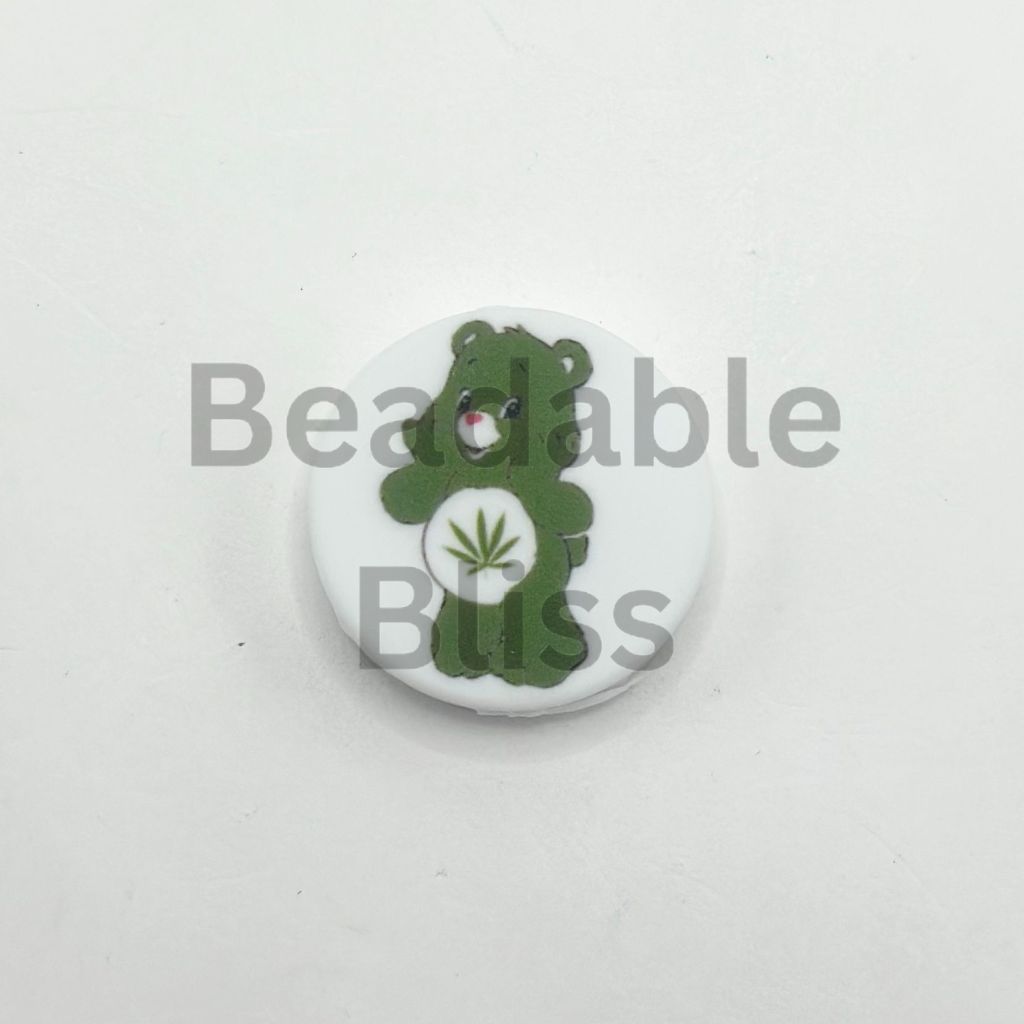 Green Leaf Cute Bear Silicone Focal Beads