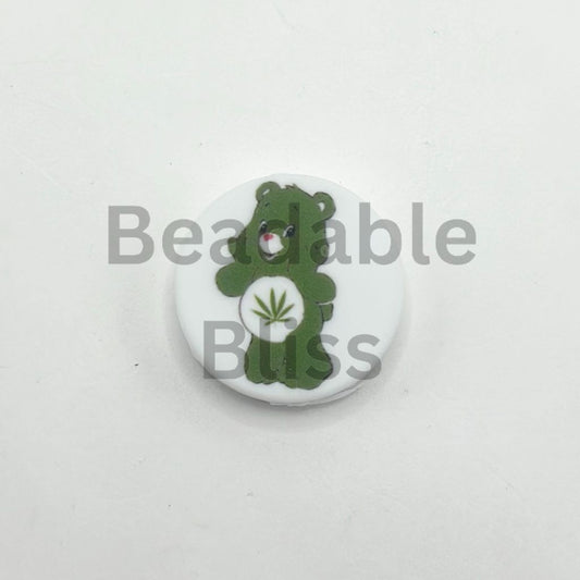 Green Leaf Cute Bear Silicone Focal Beads