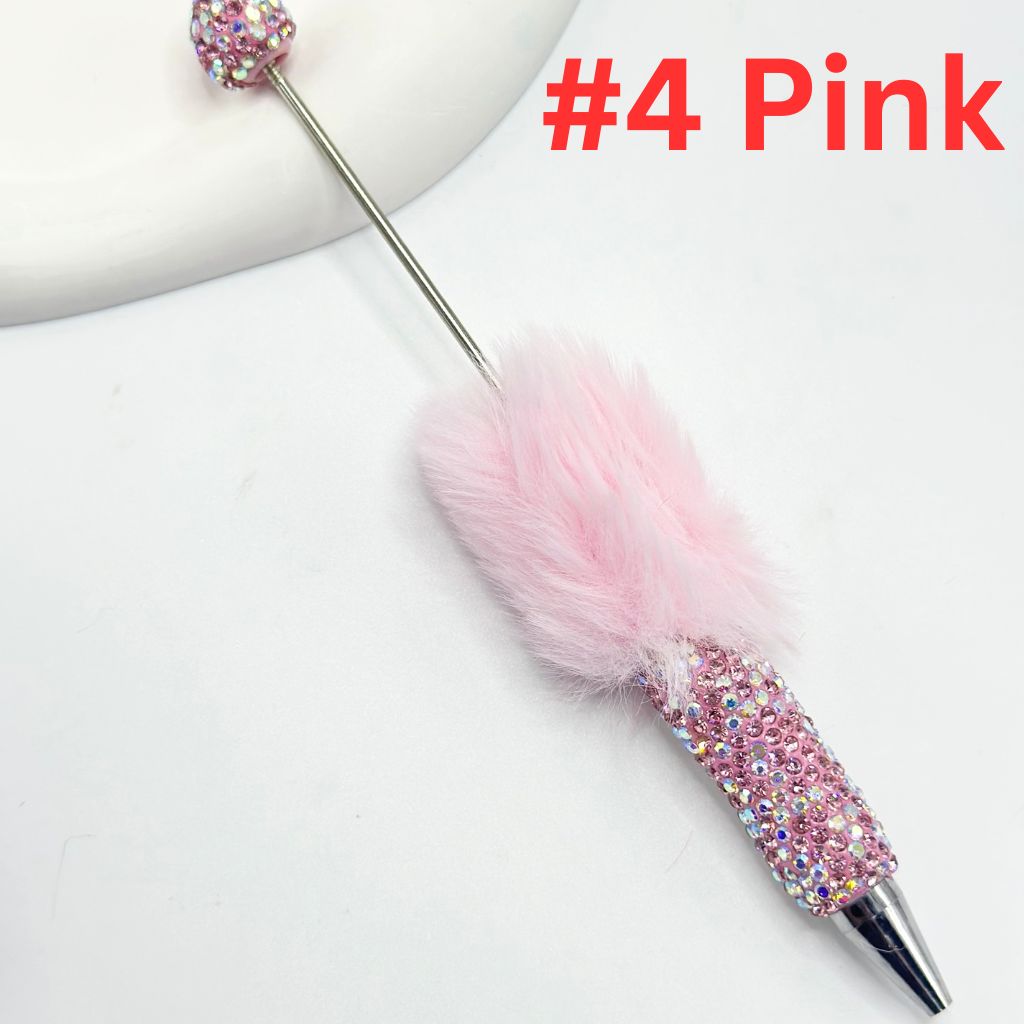 Pom Pom Beadable Pens with Clay Rhinestones Covered the Entire Pen