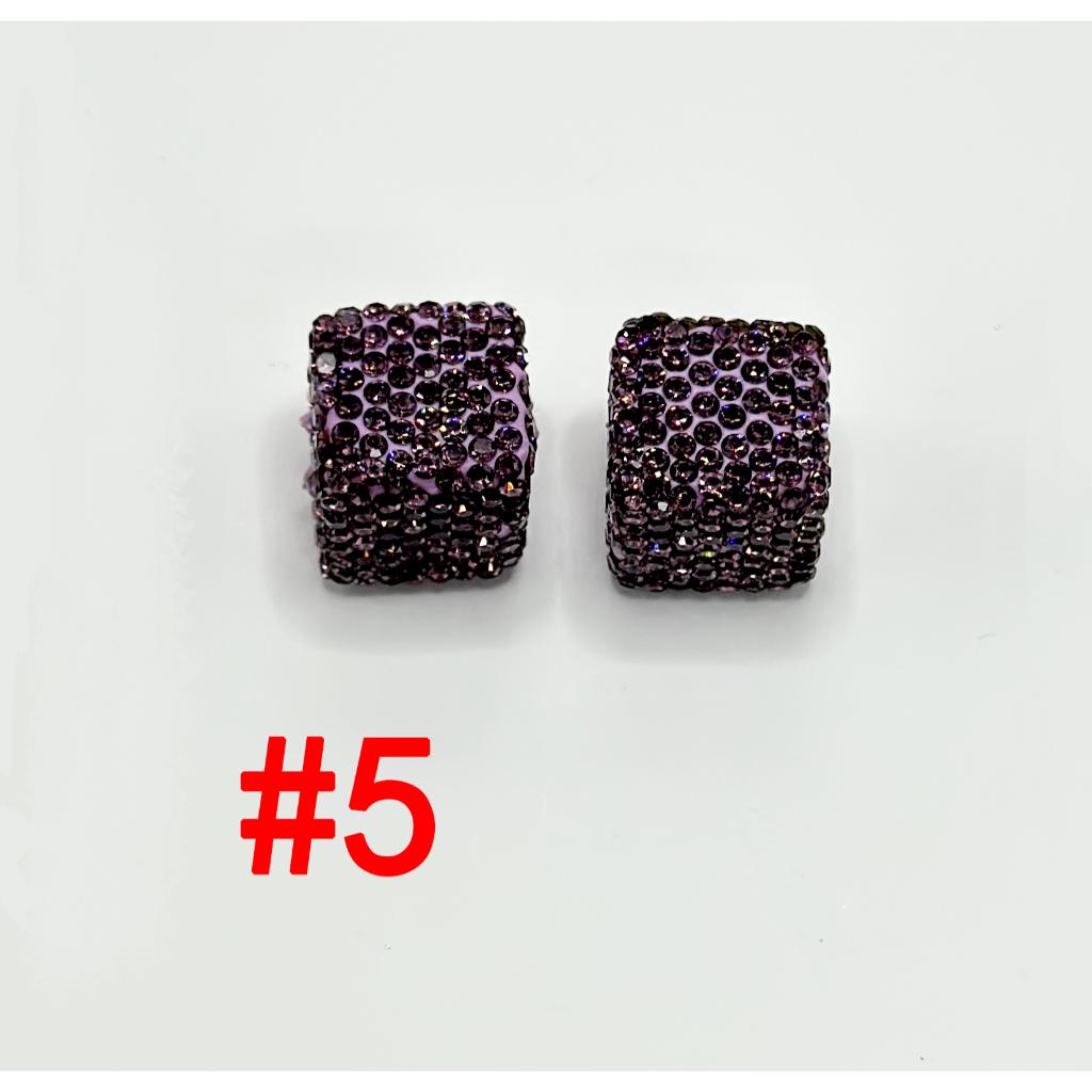 Cube Clay Beads with Rhinestones Square Fit On Pen Different Colors 14mm