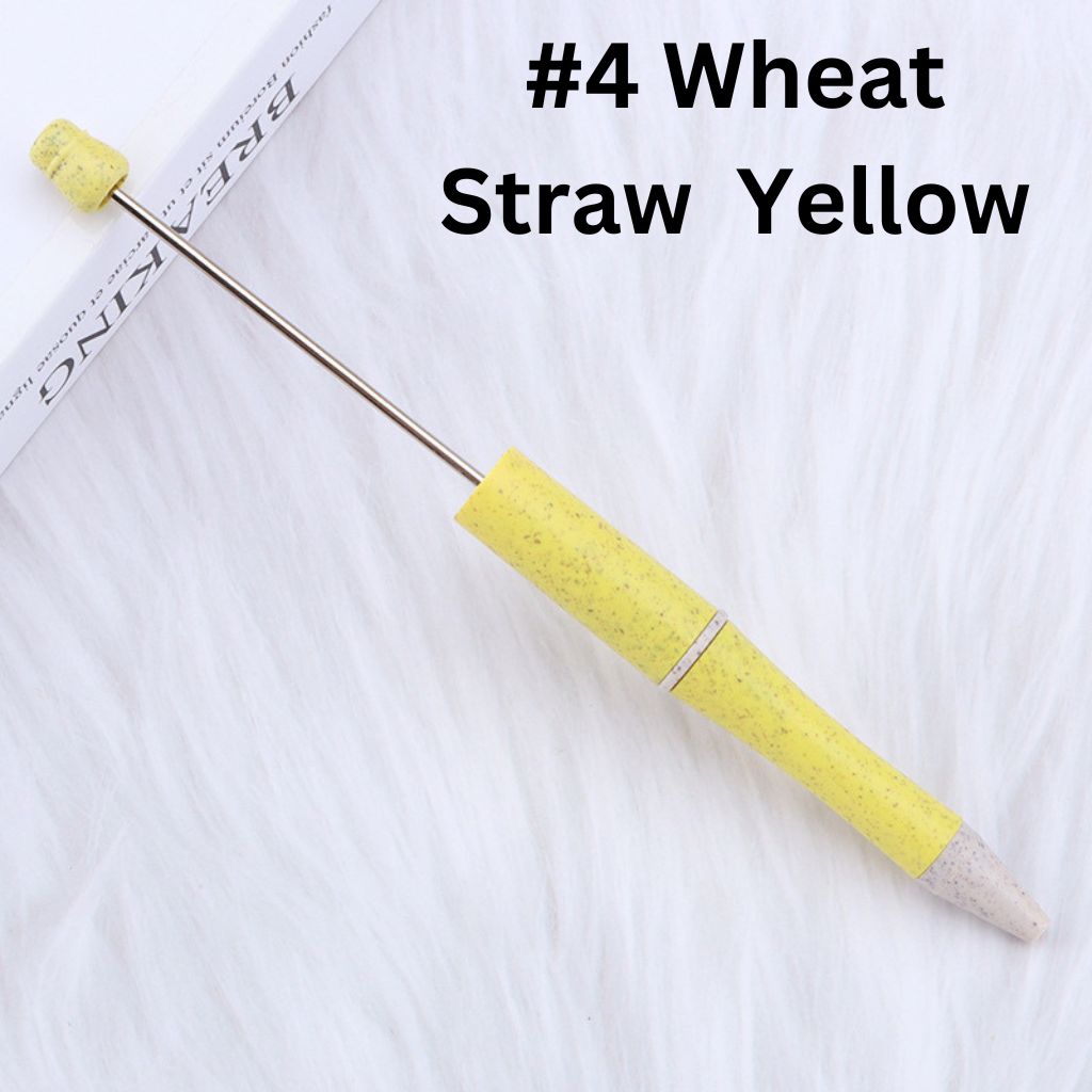 Environmental Wheat Straw Theme DIY Plastic Beadable Pen in Solid Colors, 147MM