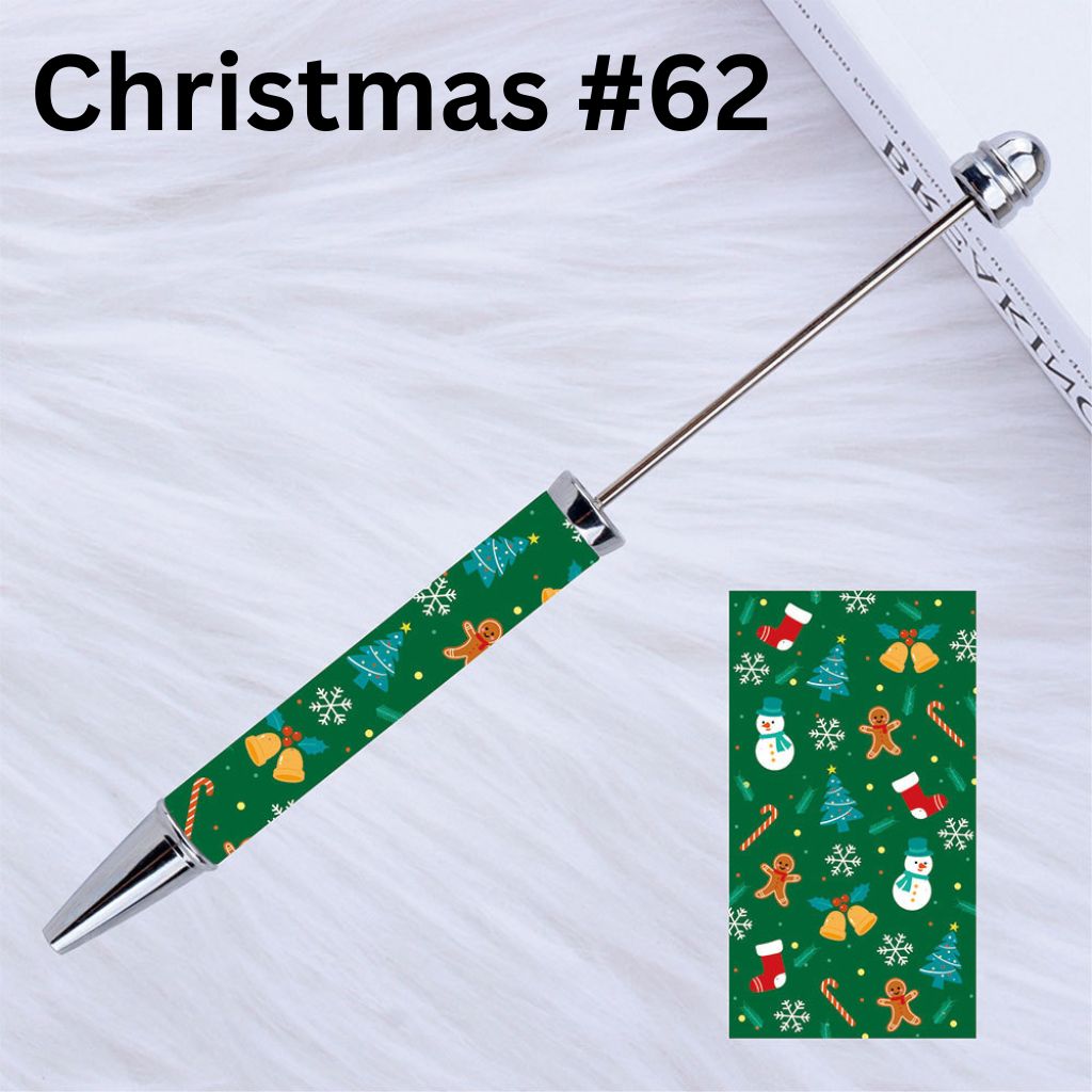 DIY Beadable Plastic Christmas Printed Pens, 149MM