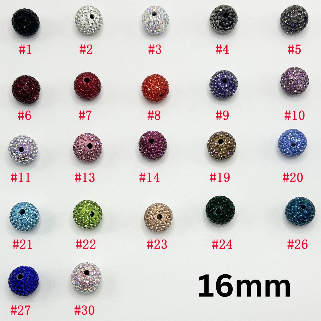 Clay Beads with Colorful Rhinestones, 16mm, Please Read Description