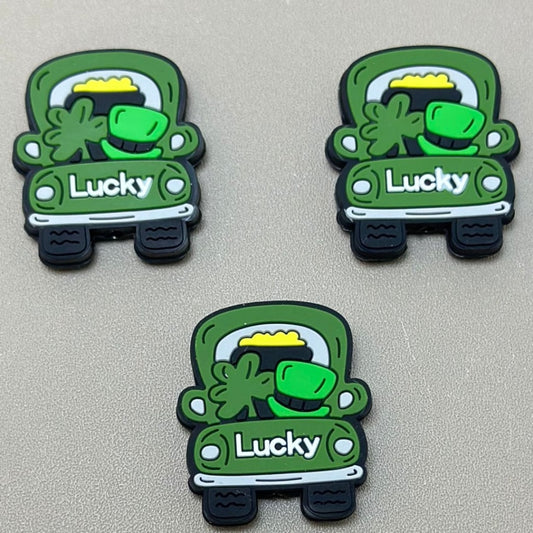 Lucky Green Vehicle Car Clover Hat Saint Patrick's Day Silicone Focal Beads