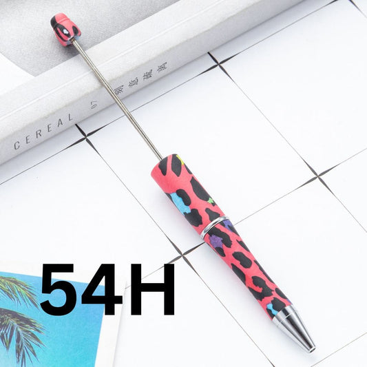 Pink and Black Printed Beadable Pens Number 54H