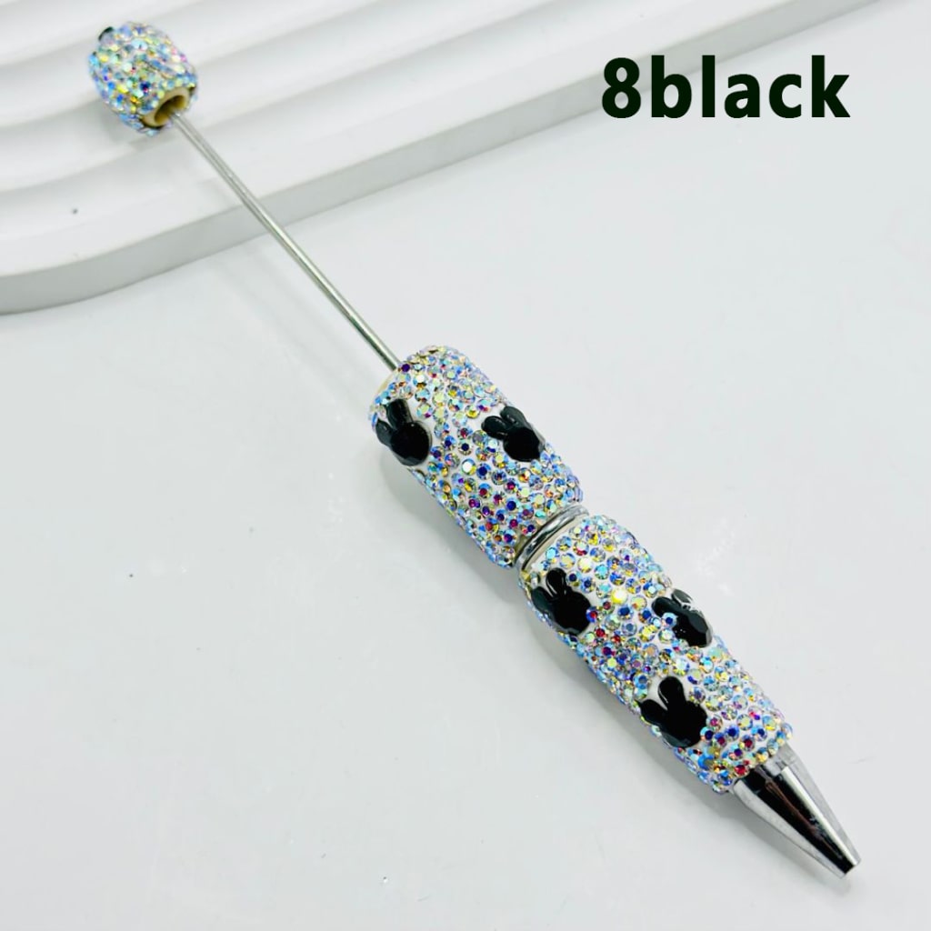 Beadable Clay Pens with AB Color & Colorful Bunny Rabbit Head Rhinestones Covered the Entire Pen