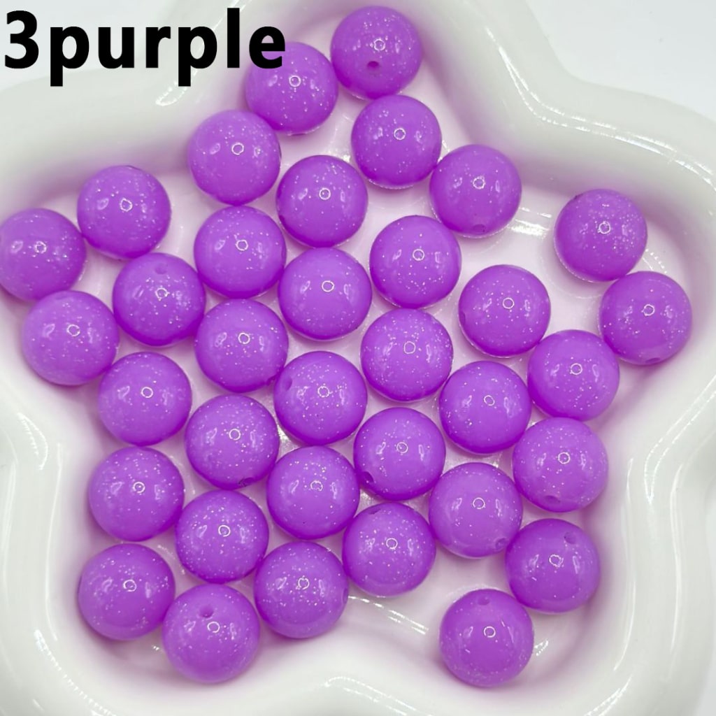 Glittery Jelly Color Round Silicone Beads, 15MM