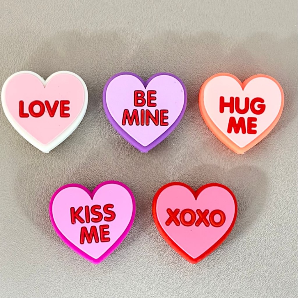 Love Be Mine Hug Me Kiss Me XoXo Valentine's Day Silicone Focal Beads