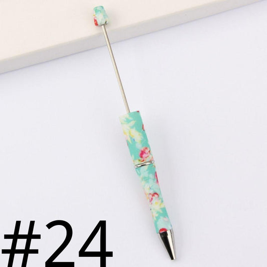 Green Floral with Flower Printed Beadable Pens  Number 24