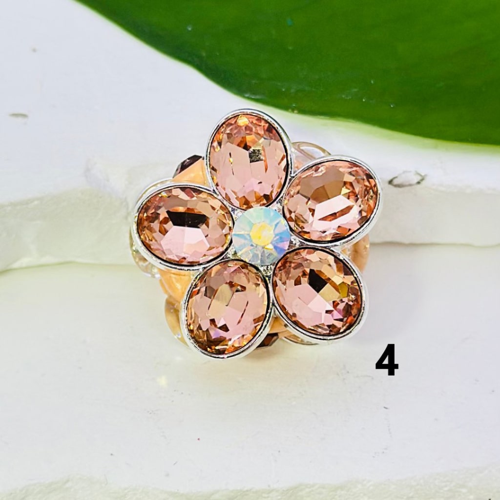 Delicate Fancy Silver Alloy Flowers with Colorful & AB Rhinestones Oval Pearls Clay Beads, Around 26MM