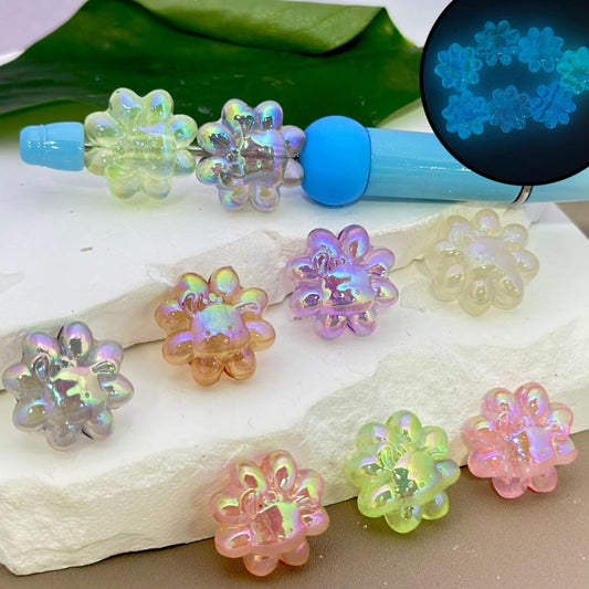 Luminous UV Finish Cute Sanri Pochacc Flower Round Acrylic Beads, Around 20MM, Please Read the Description