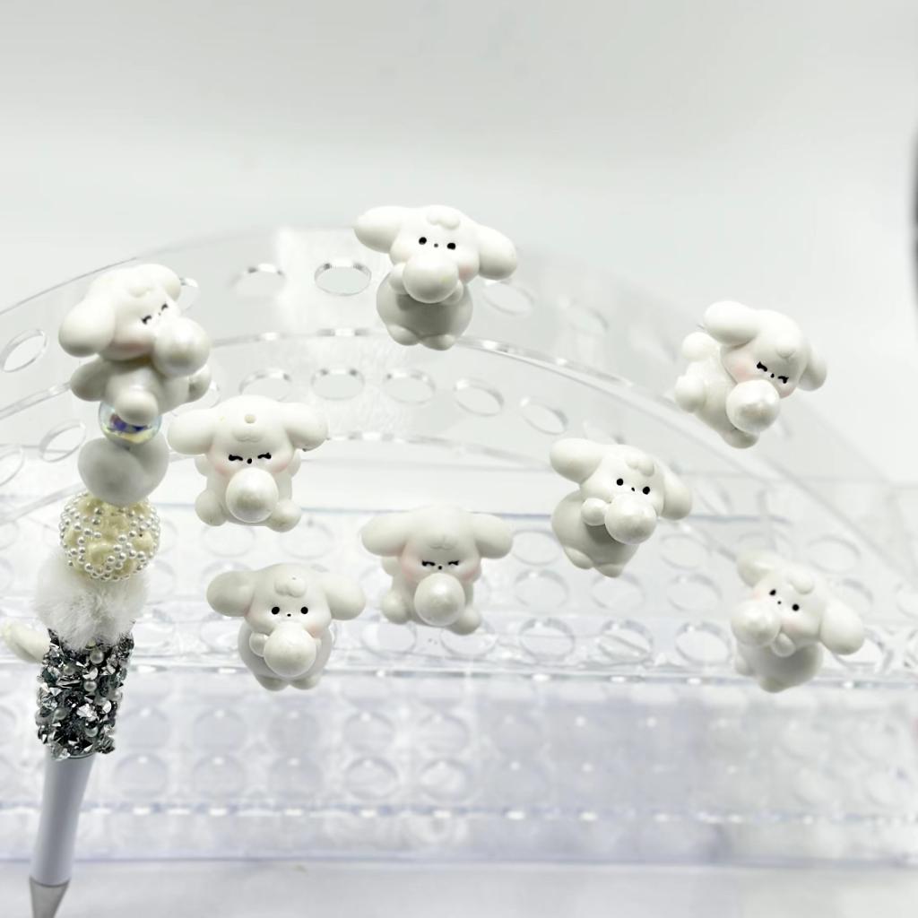 Little Cute Big Ear Puppy Blows Bubbles Pen Topper Acrylic Beads, Around 25*32MM