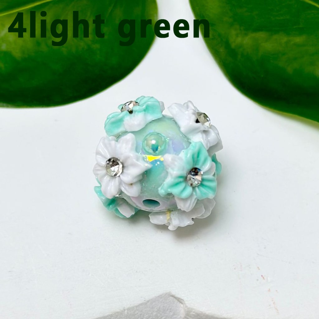 Mini Cute Colorful Flowers Clear Rhinestone Inside Shiny Pearls Round Acrylic Beads, Around 22MM