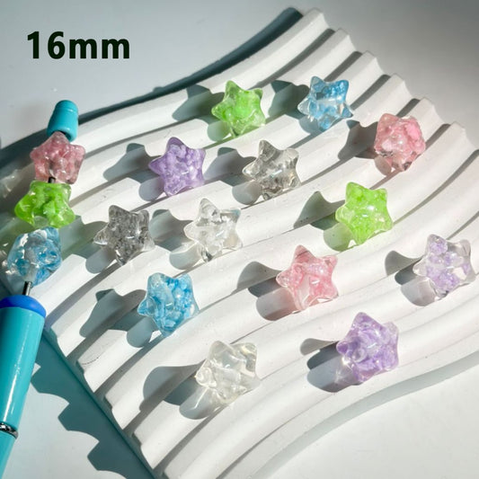 Cute Clear Star Shape Acrylic Beads Mini Colorful Clouds Inside, 16MM, Please Read the Description