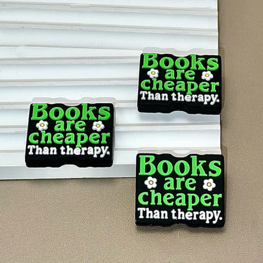 Books are Cheaper Than Therapy Silicone Focal Beads