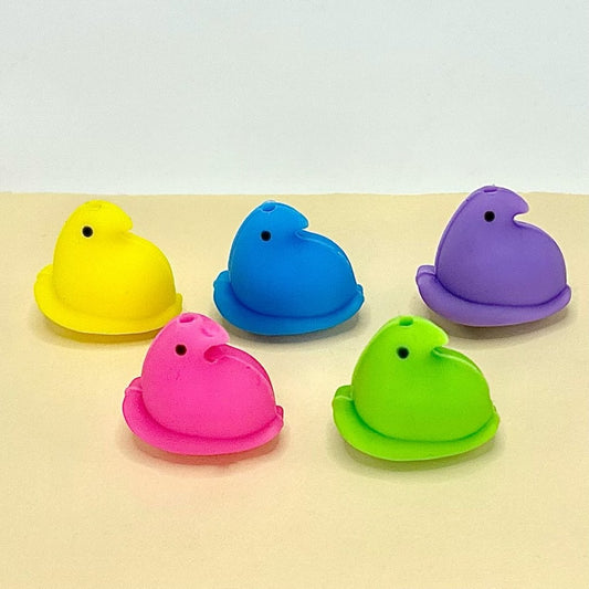 3D Cute Colorful Peeps Bunnies Rabbits Easter Silicone Focal Beads